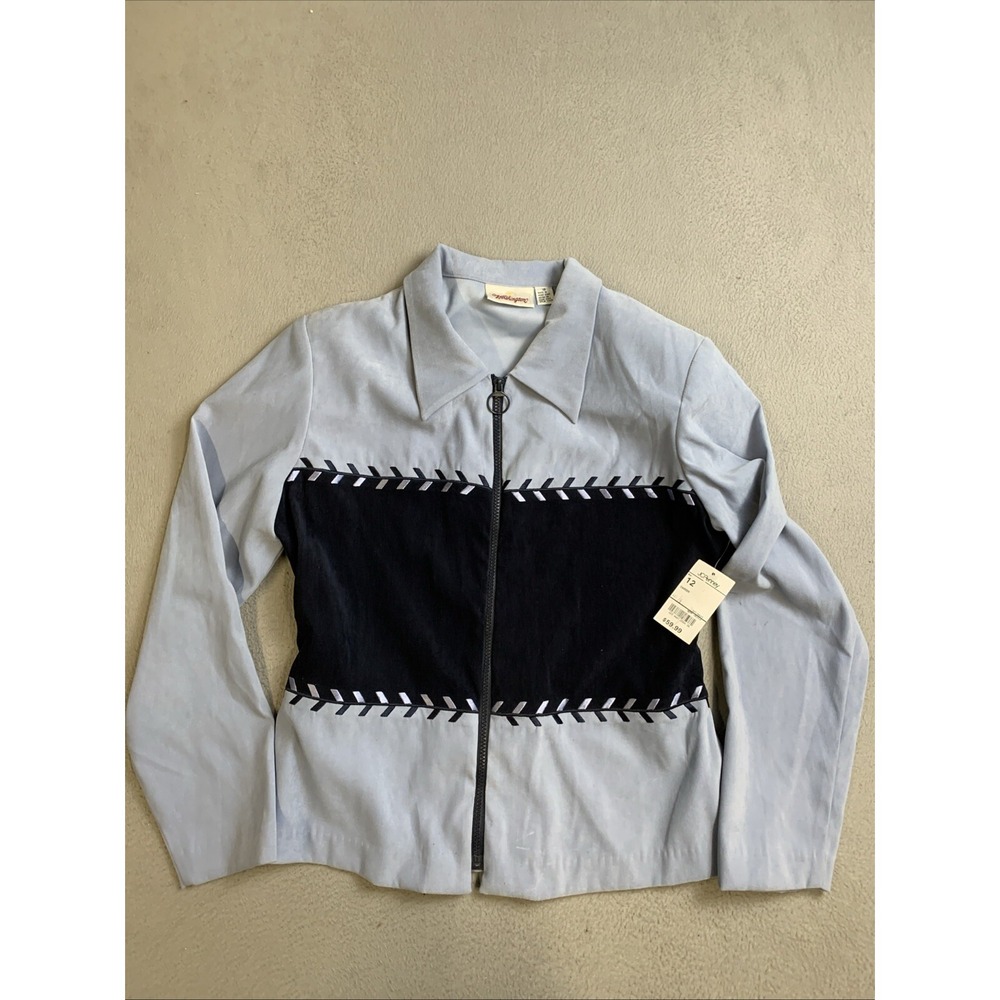 Worthington Jacket Women's Size 12 Full Zip Jacket With‎ Shoulder Pads Blue NWT